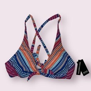 A.N.A. Multi Color Striped Cross Back Bikini Top XL